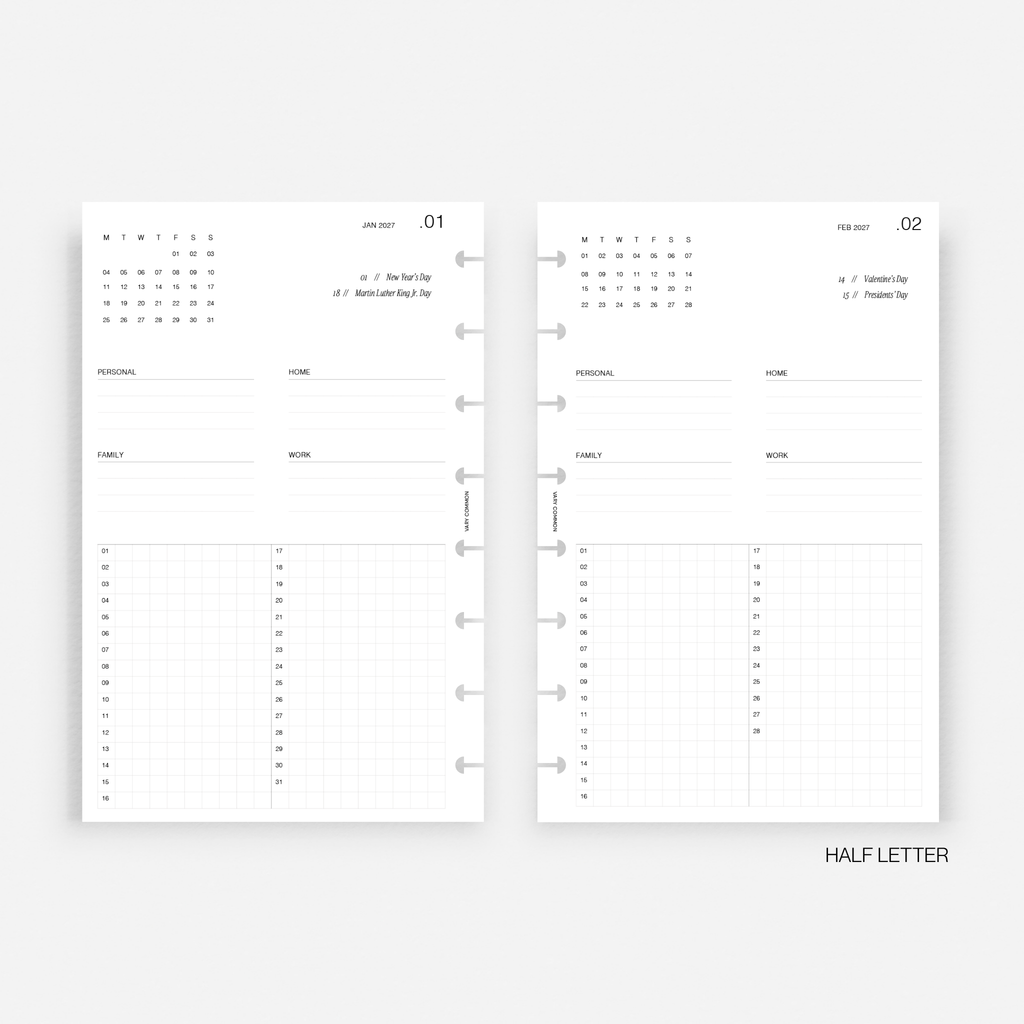 2027 Yearly Planner Insert | Deluxe