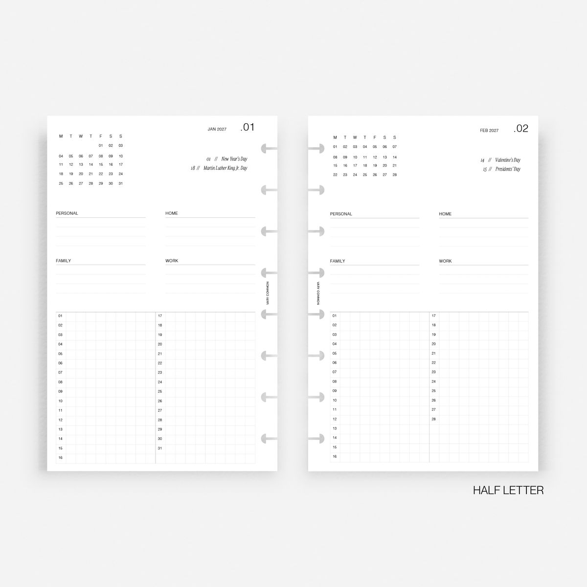 2027 Yearly Planner Insert | Deluxe