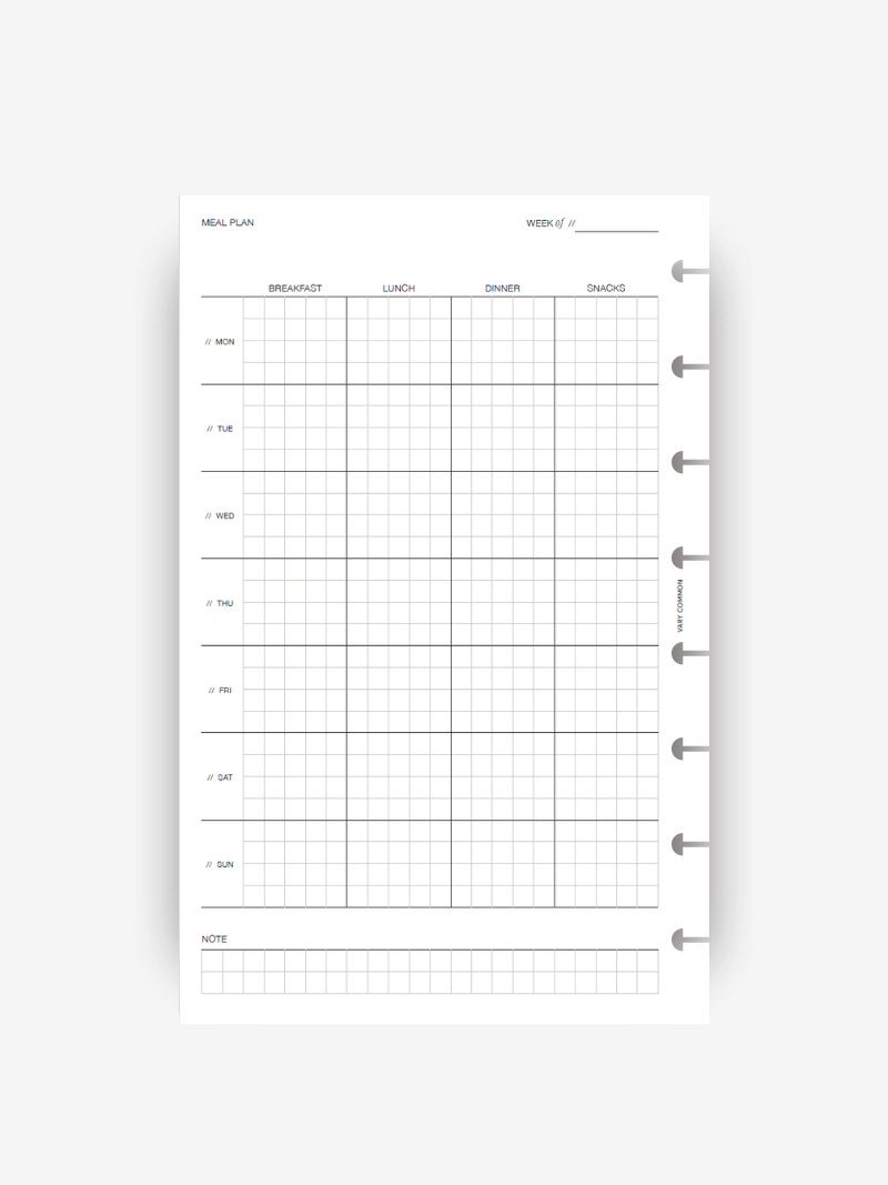 Meal & Grocery Planner Insert