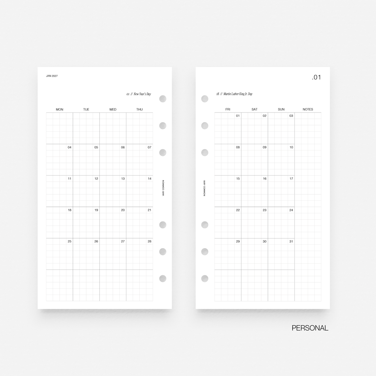 2027 Monthly Planner Insert | Classic