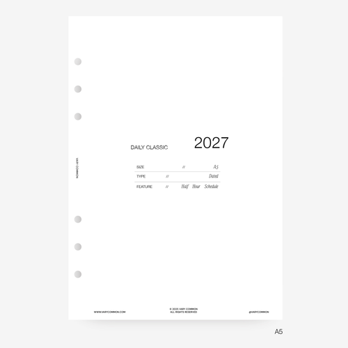 2027 Daily Planner Insert | Classic