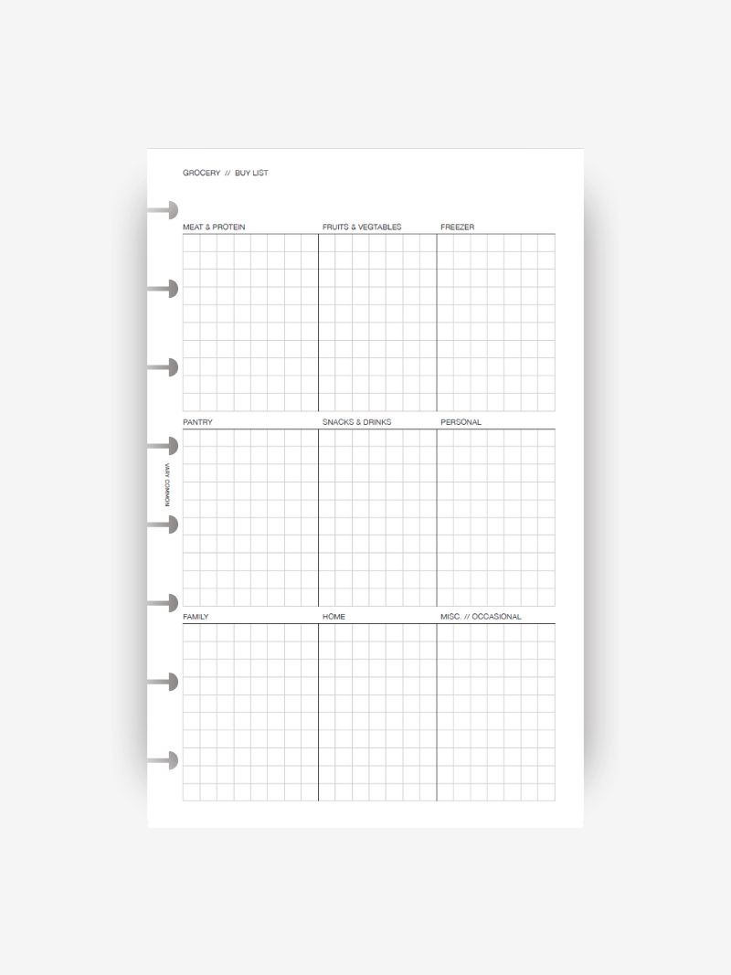 Meal & Grocery Planner Insert