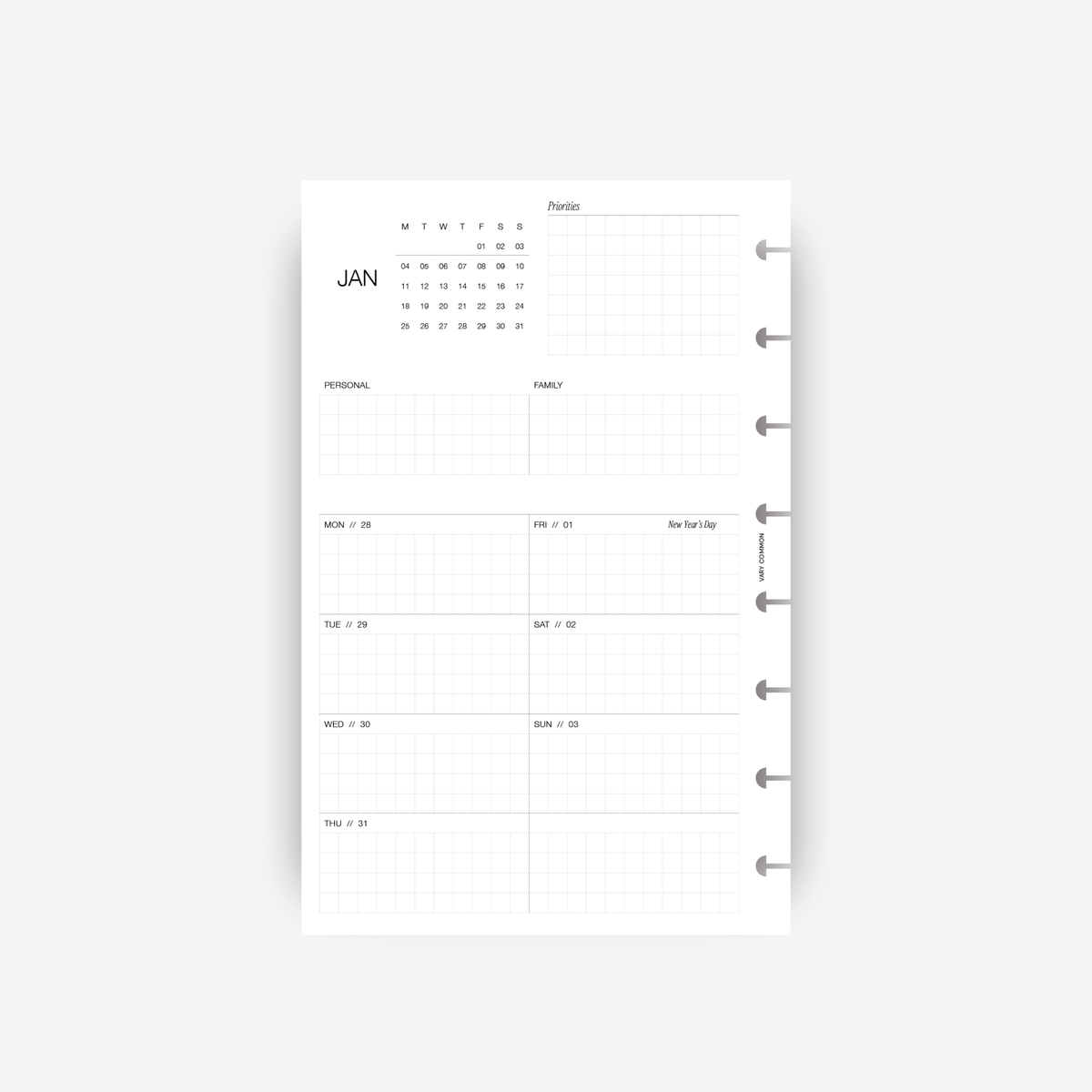 2027 Weekly Planner Insert | Deluxe