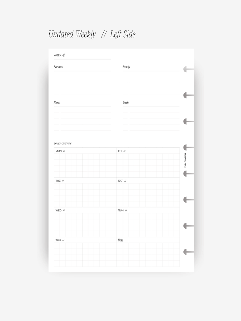 Undated Weekly Planner Insert // Deluxe