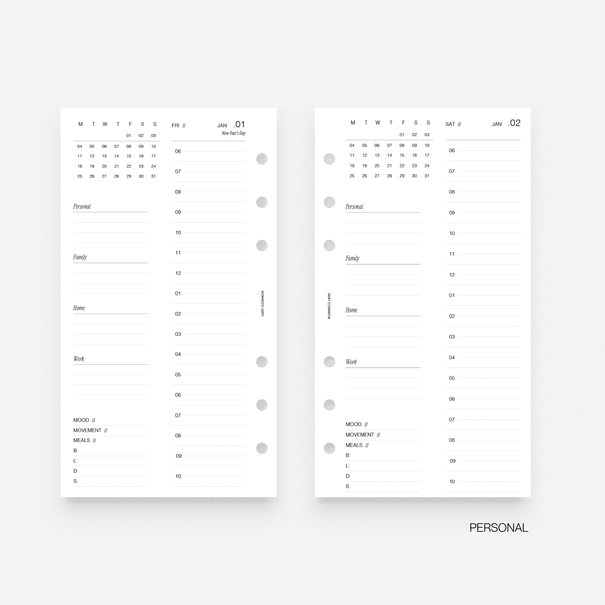 2027 Daily Planner Insert | Classic