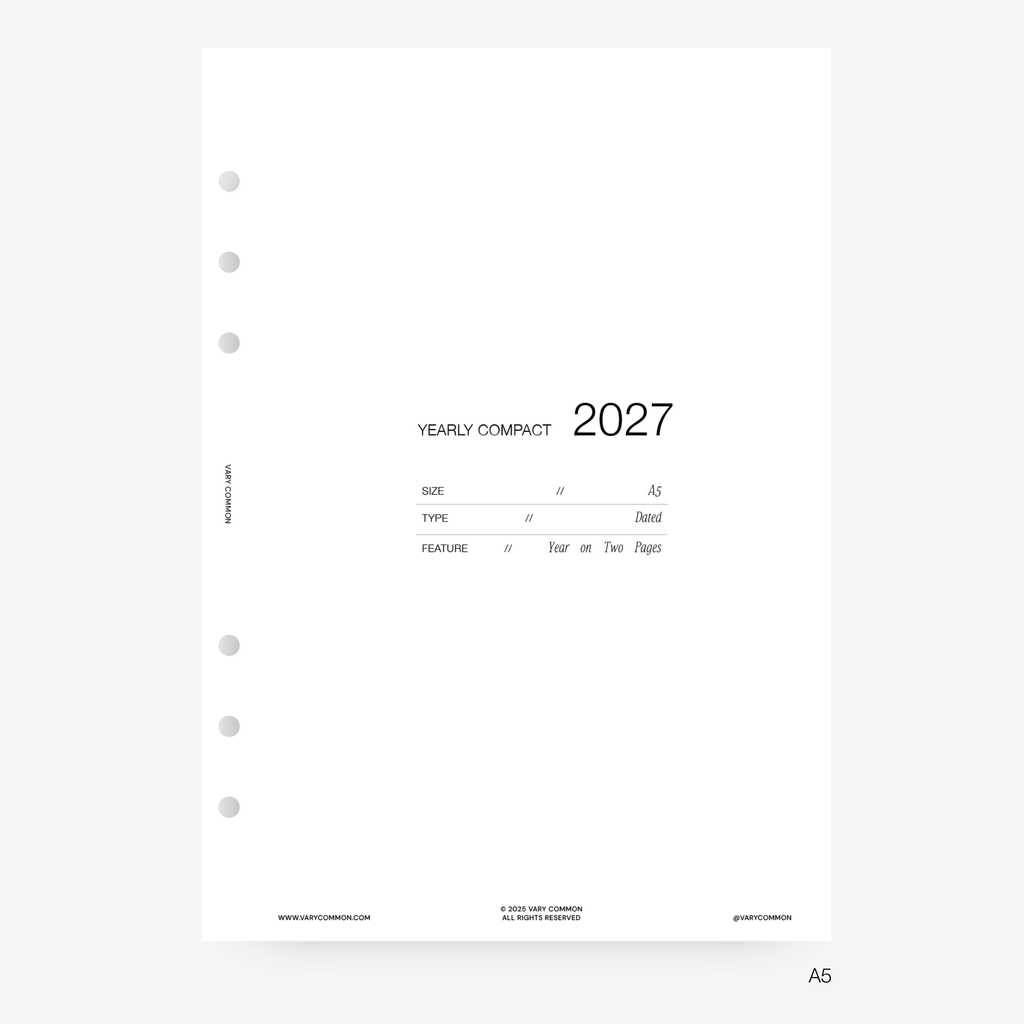 2027 Yearly Planner Insert | Compact
