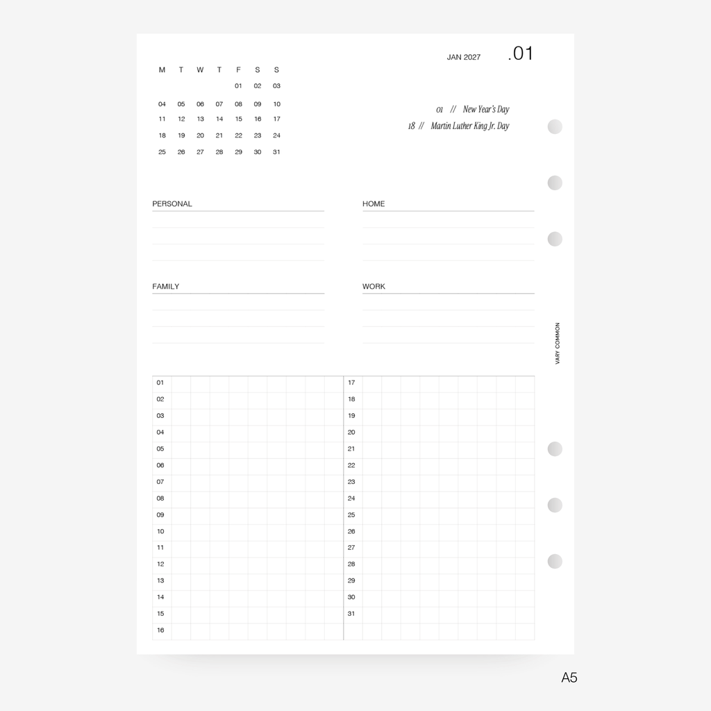 2027 Yearly Planner Insert | Deluxe