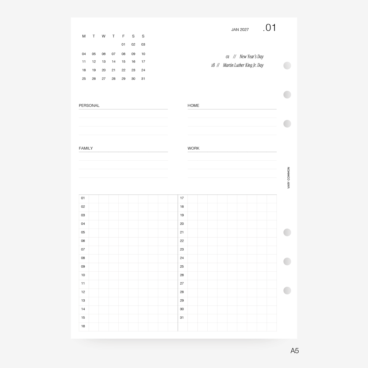 2027 Yearly Planner Insert | Deluxe
