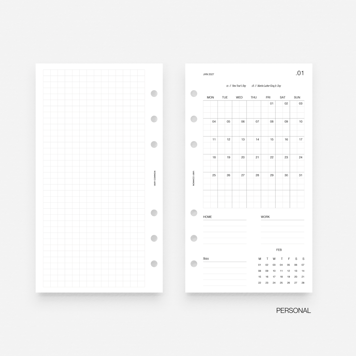 2027 Monthly Planner Insert | Compact