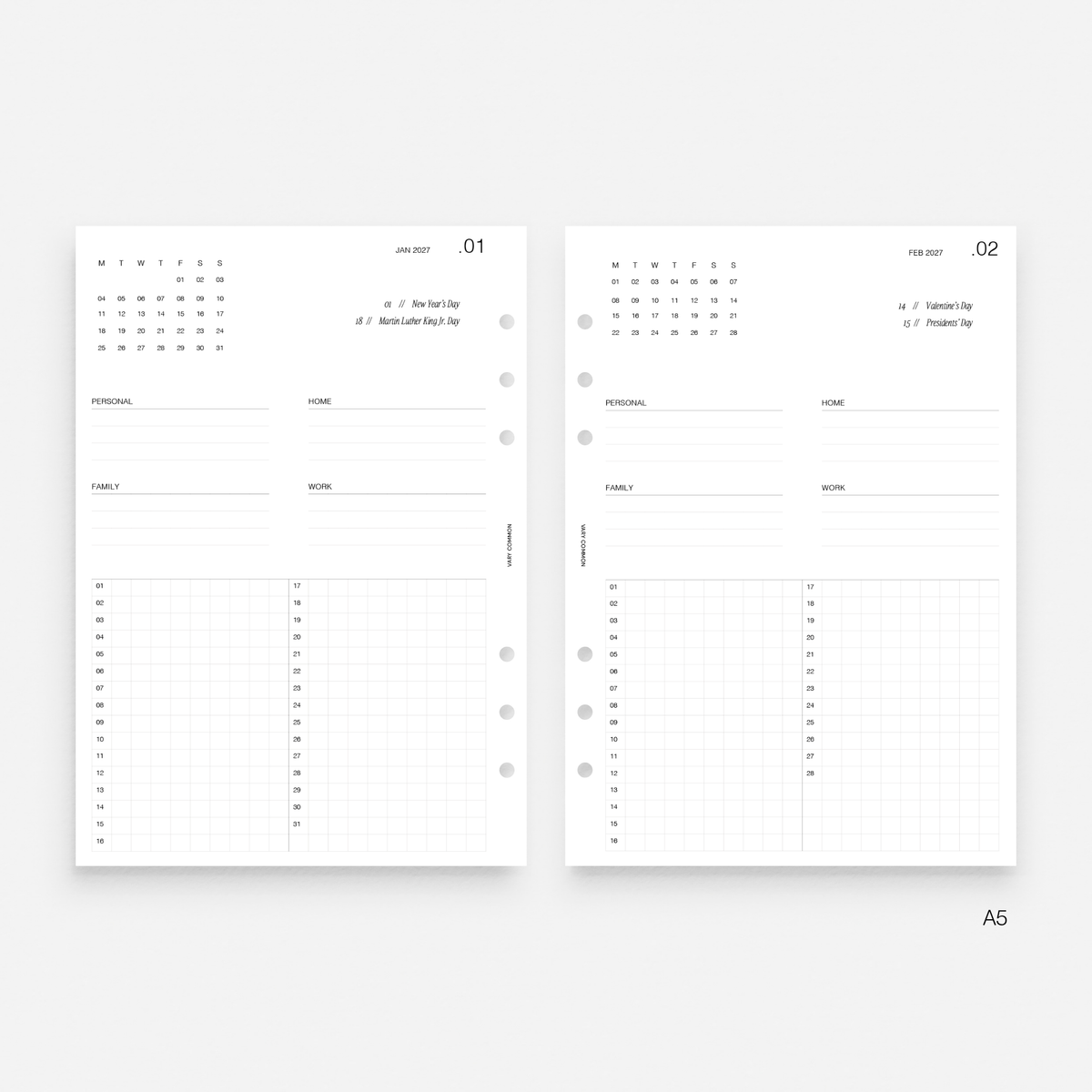 2027 Yearly Planner Insert | Deluxe