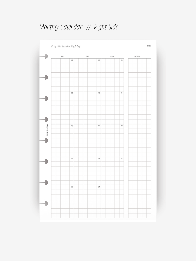 2026 Monthly Planner Insert // Deluxe