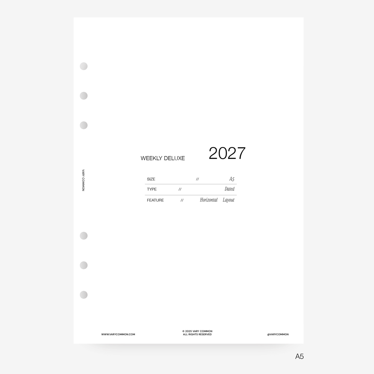 2027 Weekly Planner Insert | Deluxe