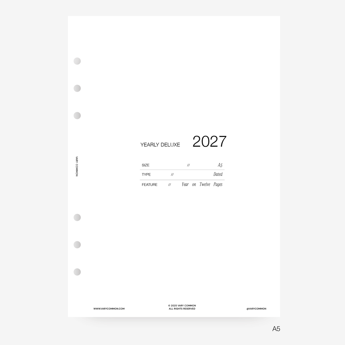 2027 Yearly Planner Insert | Deluxe