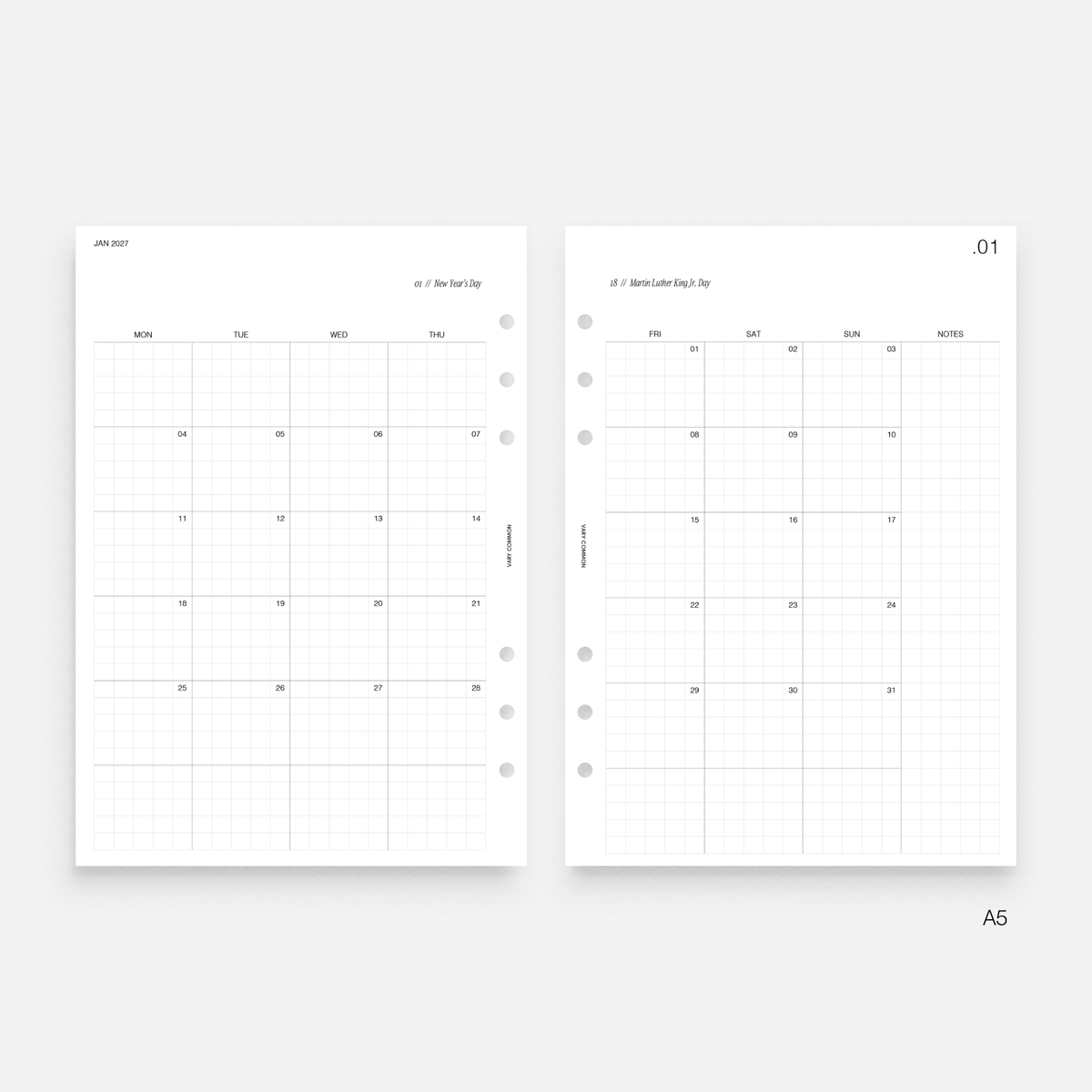 2027 Monthly Planner Insert | Classic