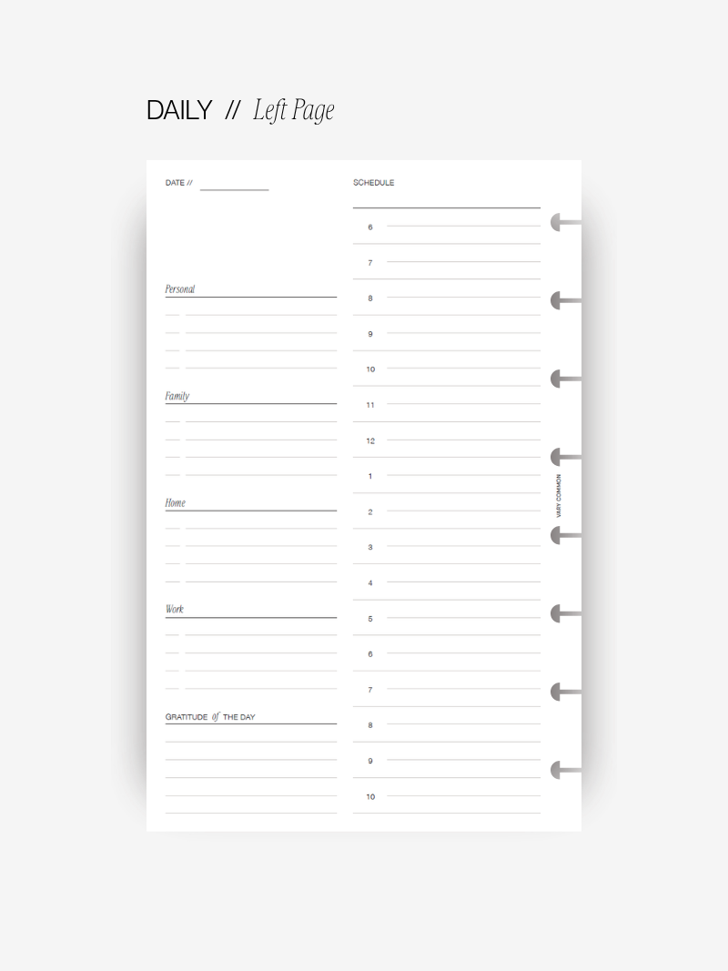Undated Daily Planner Insert // Deluxe