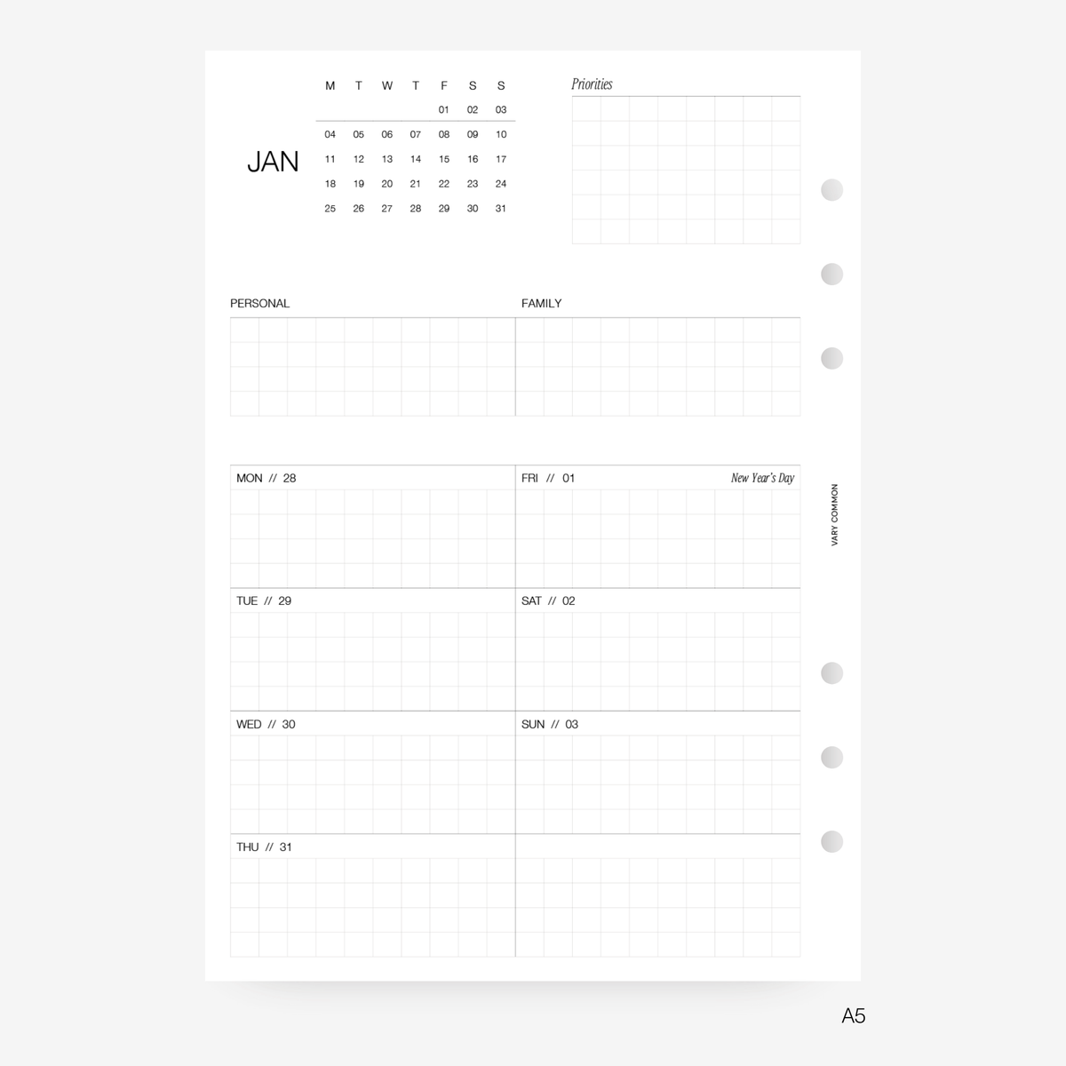 2027 Weekly Planner Insert | Deluxe