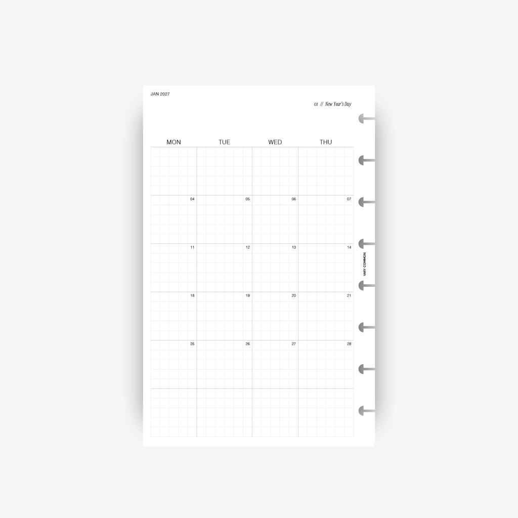 2027 Monthly Planner Insert | Classic