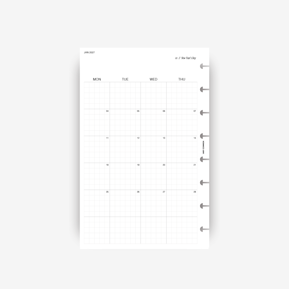 2027 Monthly Planner Insert | Classic